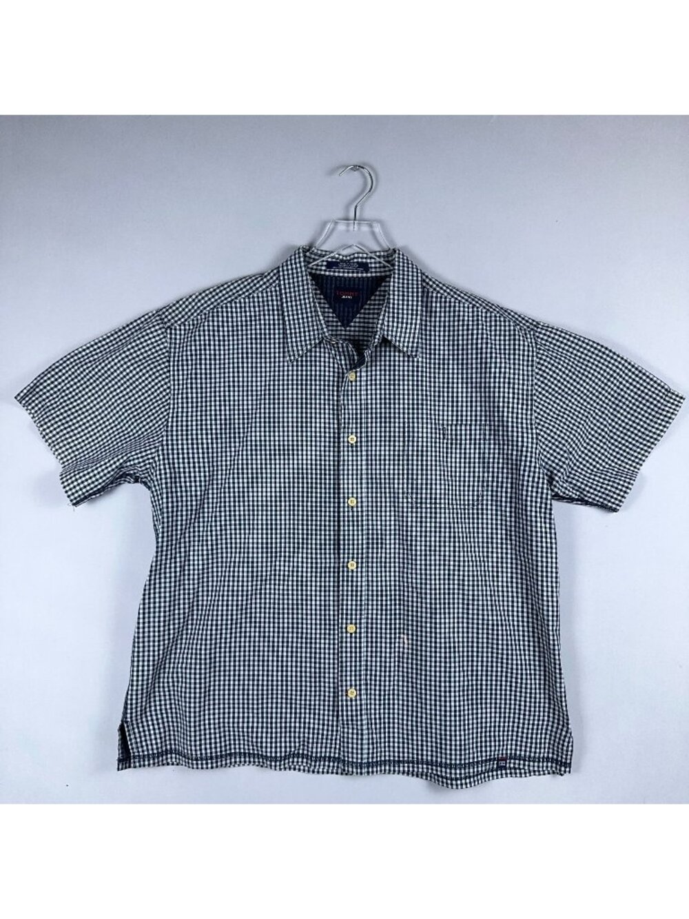 Tommy Jeans Button-Down Shirt Mens XXL Short Sleeve Gingham Print Blue & White